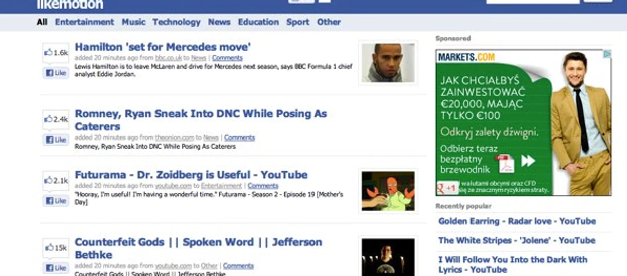 Wreszcie ktoś to zrobił - Polskie Likemotion.com prezentuje ranking najciekawszych treści z Facebooka