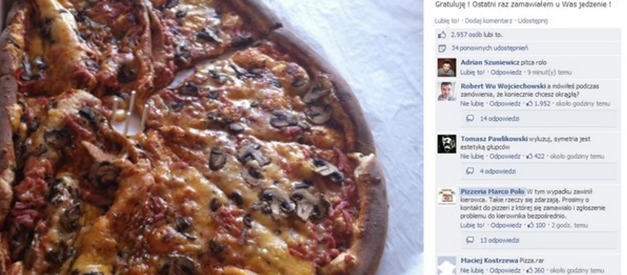 Dramat na Facebooku: "Bo pizza była zgnieciona"