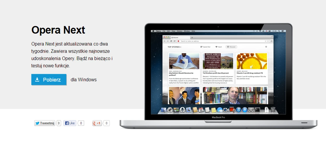Opera Next - Zupełnie nowa przeglądarka od Opery już do pobrania!