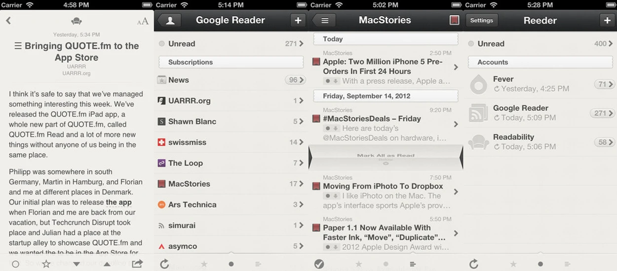 Reeder dla iPhone bezpłatnie i ze wsparciem Feedly