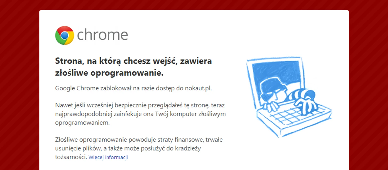 Nokaut znokautowany przez Google. Stronę zakwalifikowano jako zagrożenie