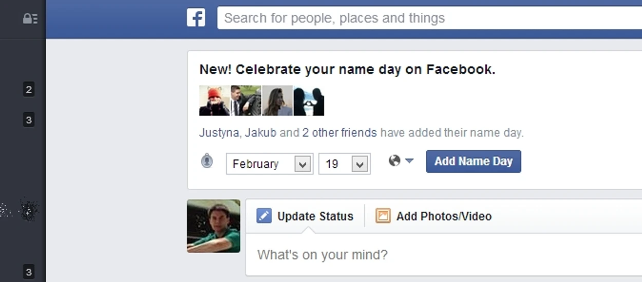 Imieniny nowością na Facebooku - słabiutko Mark, słabiutko