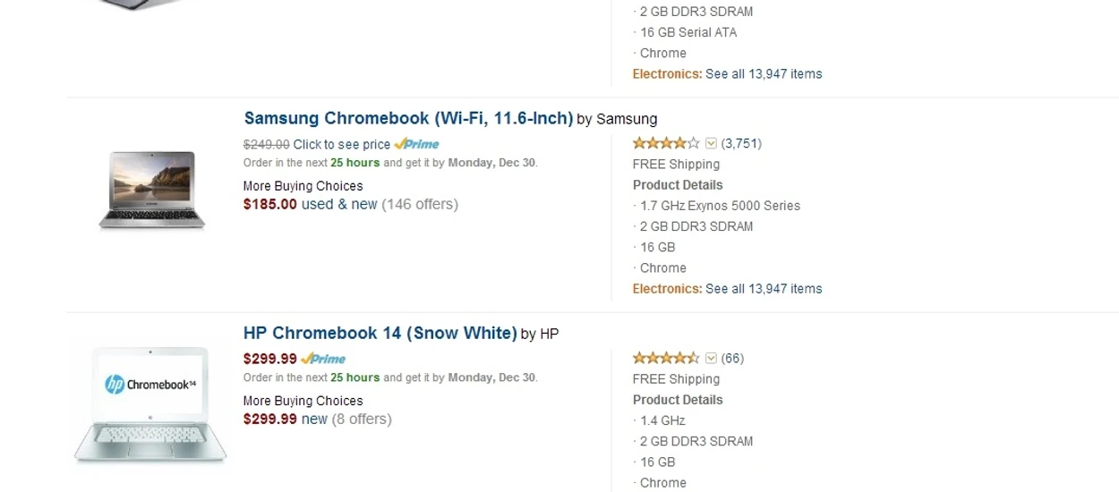 Chromebooki poza konkurencją na Amazonie. Ale jak zawsze - kij ma dwa końce