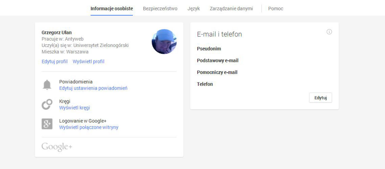 Zupełnie nowy panel ustawień naszego profilu w Google