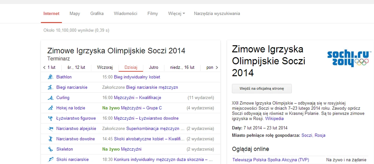 Igrzyska Olimpijskie z Google – oto najwygodniejszy sposób na śledzenie wyników z Soczi