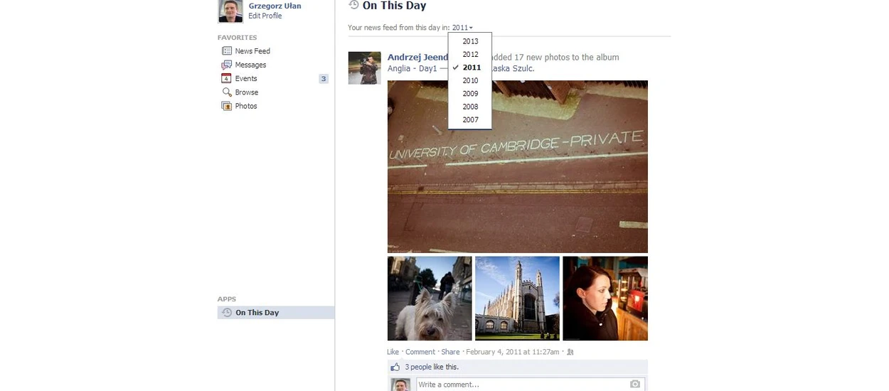 Tego dnia rok, dwa... lata wcześniej na Twojej tablicy - nowa funkcja na FB udostępniona dla wszystkich