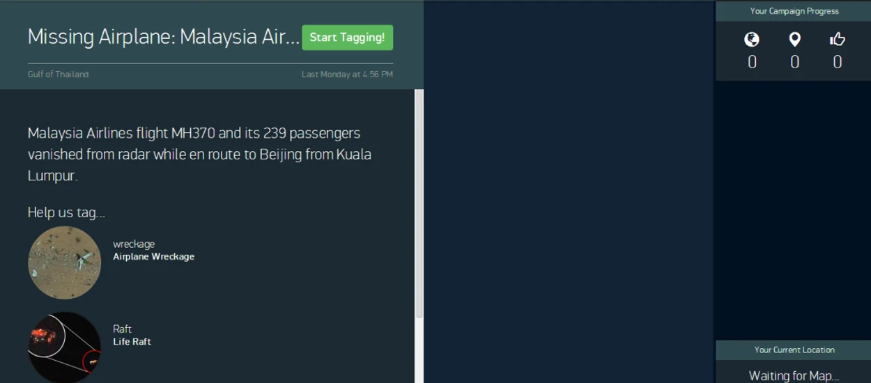 Pomóż w poszukiwaniu zaginionego malezyjskiego Boeinga 777 nie ruszając się sprzed komputera