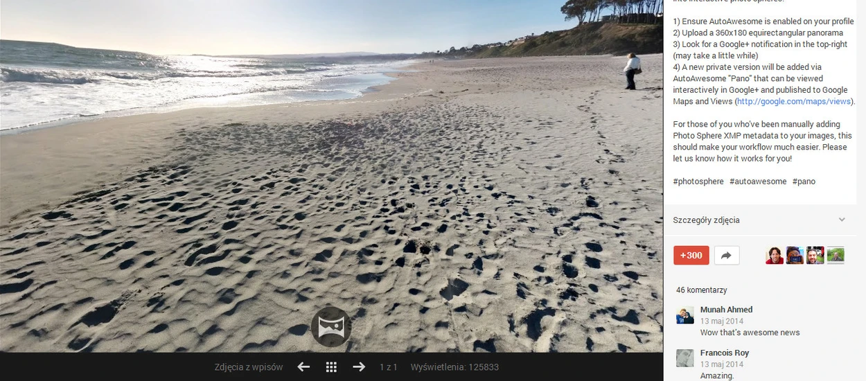 Google+ automatycznie zrobi z panoramy wykonanej lustrzanką fotosferę dzięki autoefektom