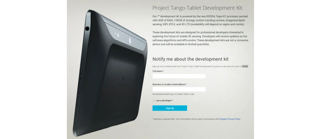 Project Tango Tablet ze skanerem 3D można już zamawiać i inne ciekawostki od Google