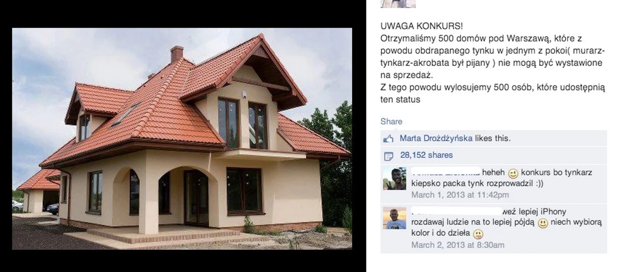 [Krótko] 500 domów rozdają na Facebooku