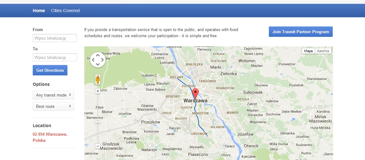 Google sam uruchomi Google Transit w Warszawie?