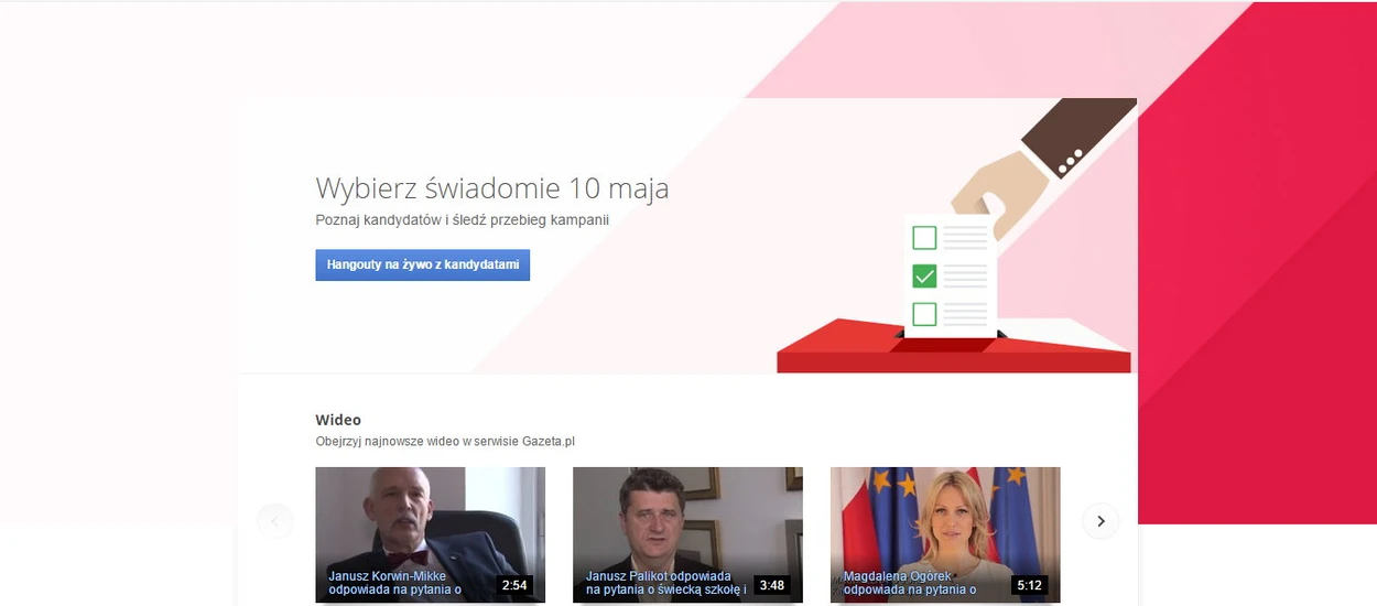 Przed niedzielnymi wyborami warto zajrzeć na... Google? Ruszył serwis agregujący informacje o kandydatach