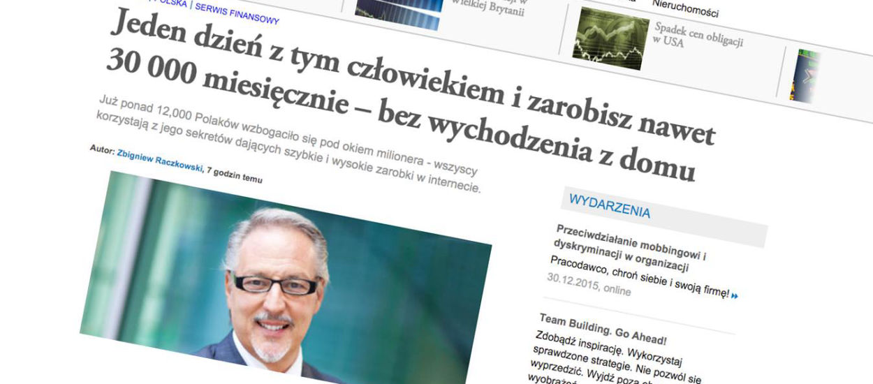 Adam Abramowicz mówi mi, że mogę z nim zarobić 800 PLN dziennie. No to klikam