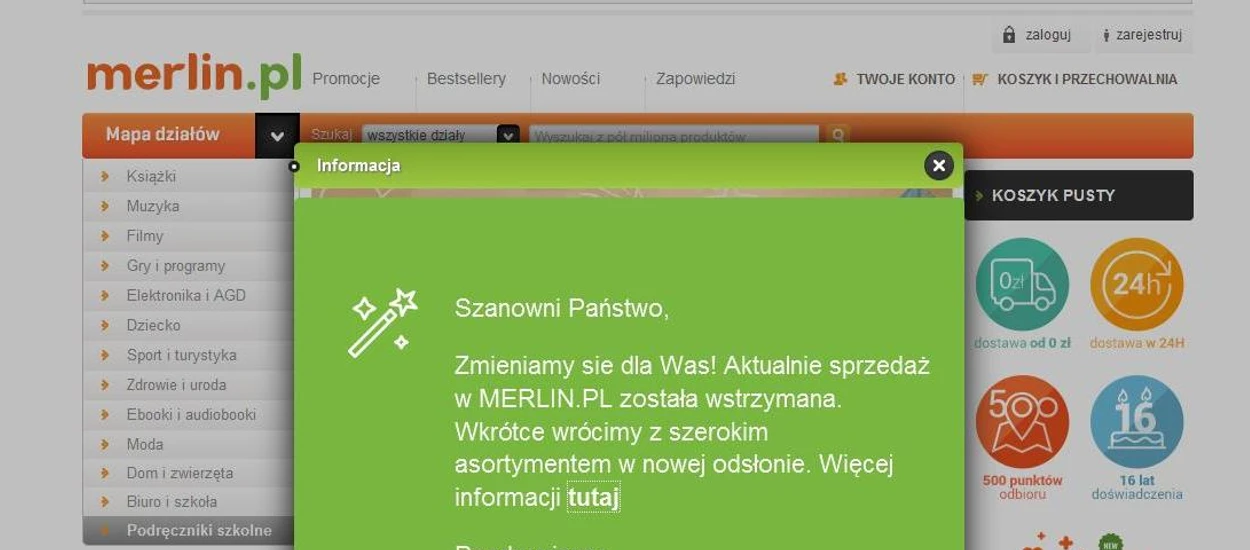 Merlin.pl wstrzymuje sprzedaż. Ale to podobno nie koniec - sklep zamierza uzdrowić firma TOPMALL