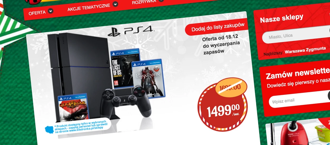 Biedronka znów to zrobiła. PS4 z dyskiem 1TB i trzema grami za 1499 zł