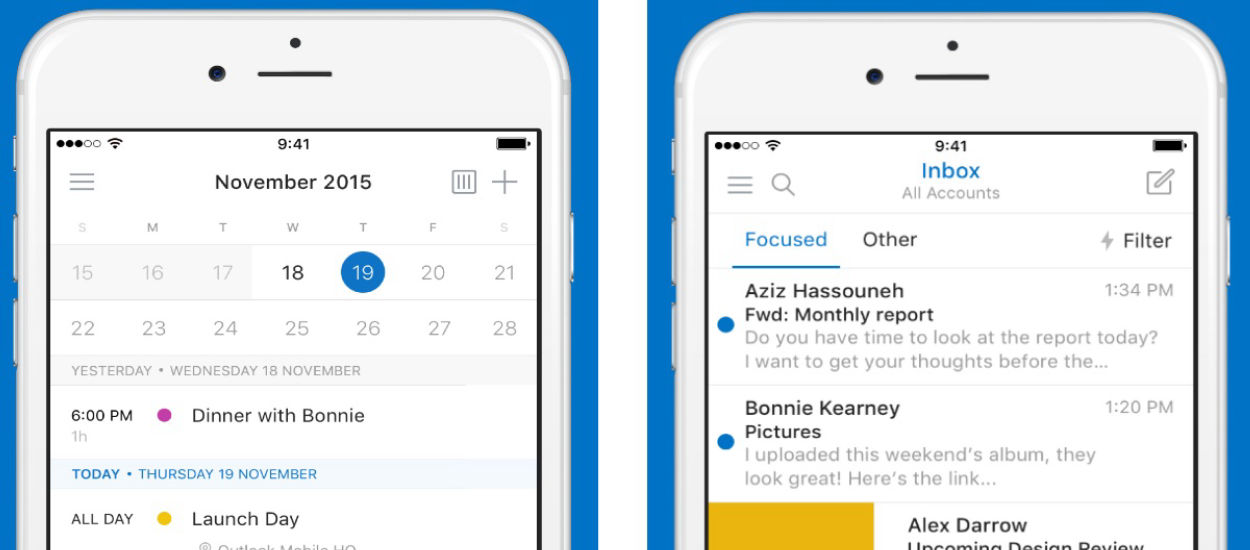 Mobilny Outlook z kalendarzami Facebooka, Evernote i Wunderlist