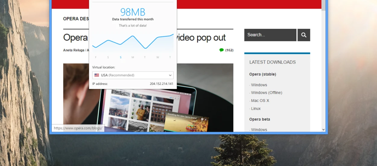 Opera wbudowuje w swoją przeglądarkę bezpłatny VPN