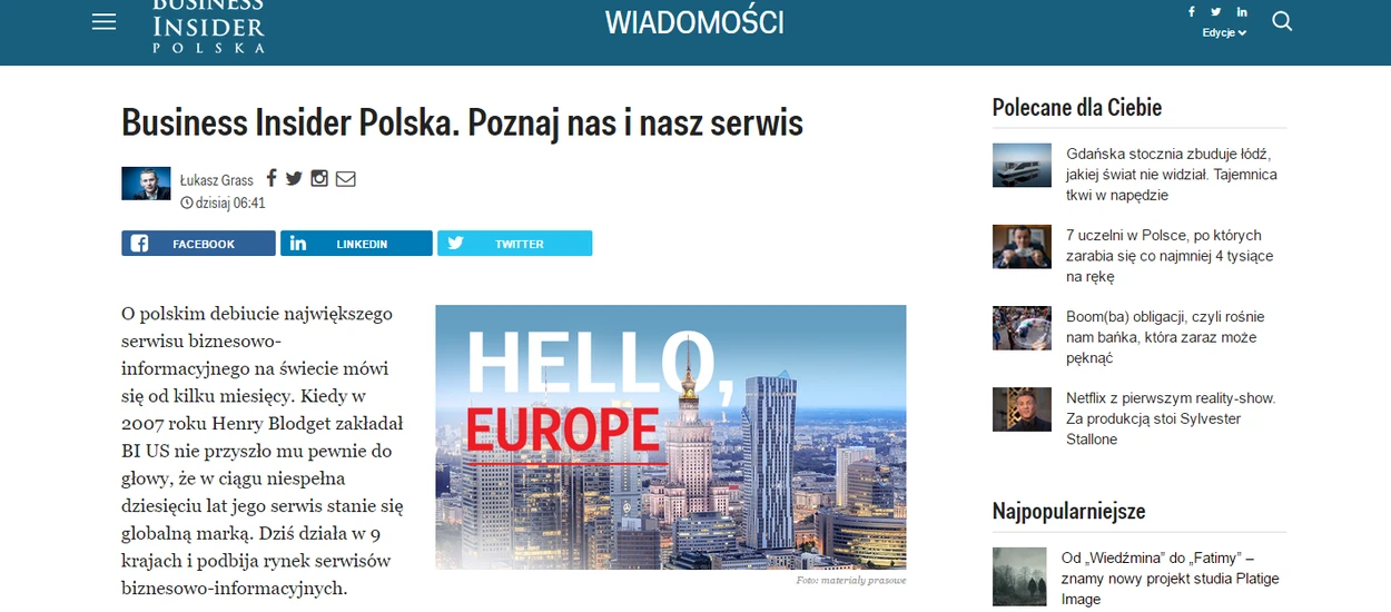 Startuje Business Insider Polska - czego można się spodziewać?