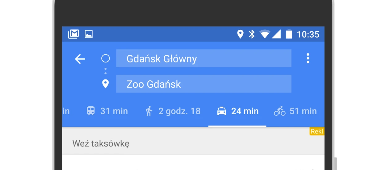 Równowaga zachowana - w Google Maps oprócz Ubera zamówimy również kurs z MyTaxi