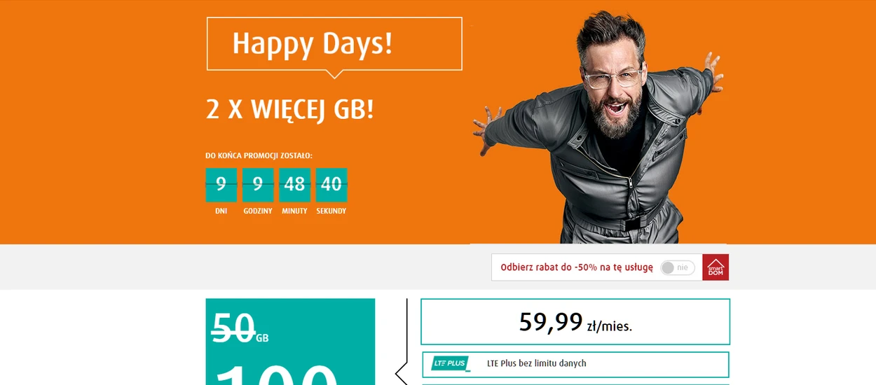 HAPPY DAYS w e-sklepie Plusa - w JA+ Internet LTE 100 GB transferu danych za 59,99 zł