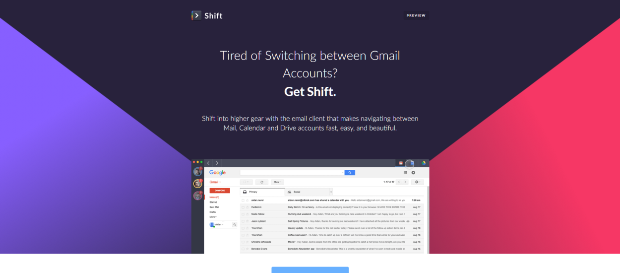 Shift - Gmail, Inbox, Kalendarz i Dysk Google w jednym oknie