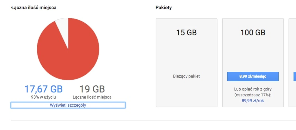 Tańsze Google Drive -  jeśli zapłacicie za rok z góry