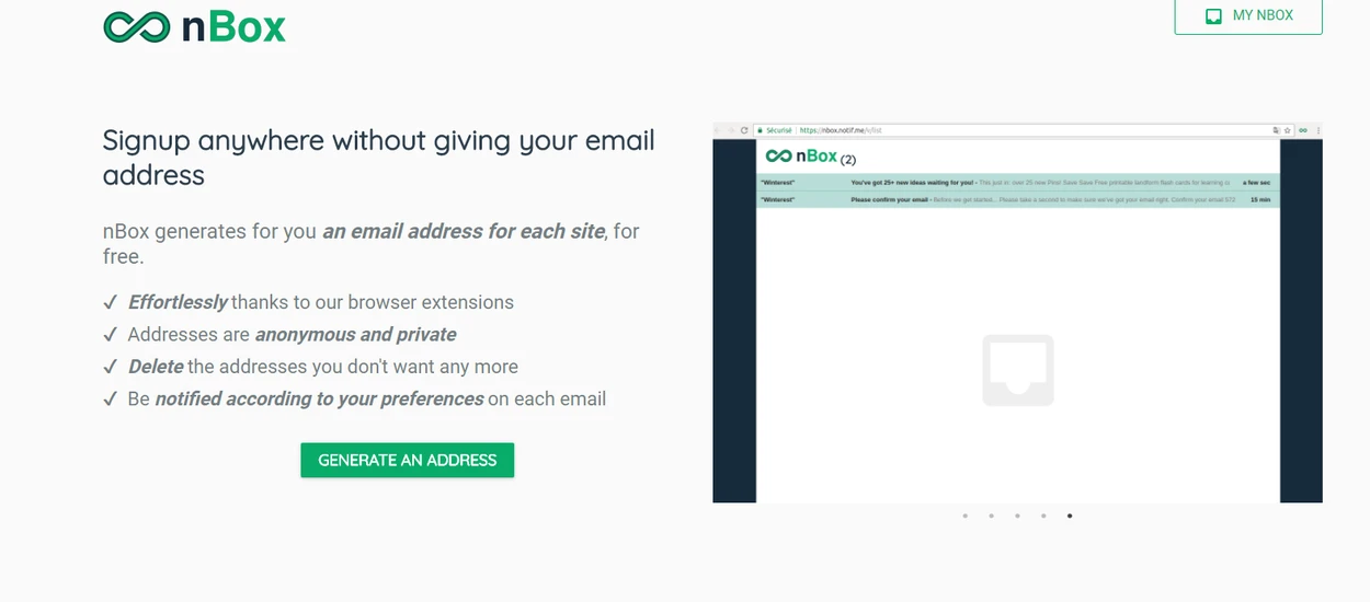 nBox - zakładanie kont w różnych serwisach, bez podawania własnego adresu email