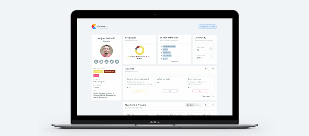 Codeboards - interaktywne CV dla programistów w trzech klikach