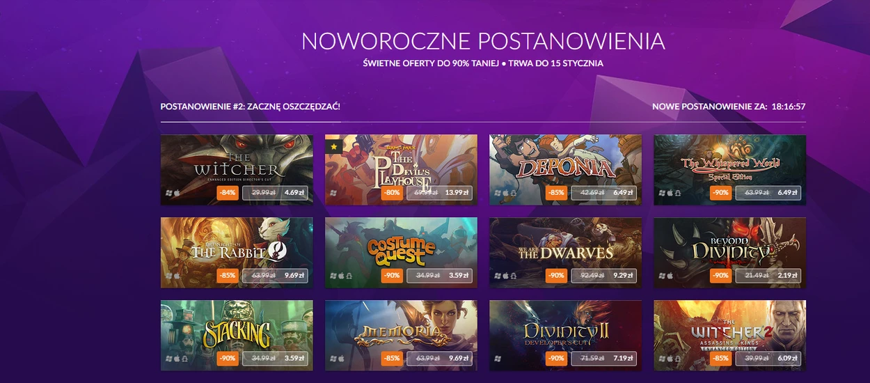 Noworoczna promocja gier na GOG-u to obniżki sięgające nawet 90%!