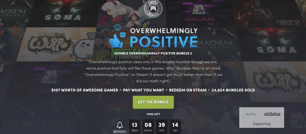 Paczka wysoko ocenianych gier ze Steama już za 1$. Humble Overwhelmingly Positive Bundle 2