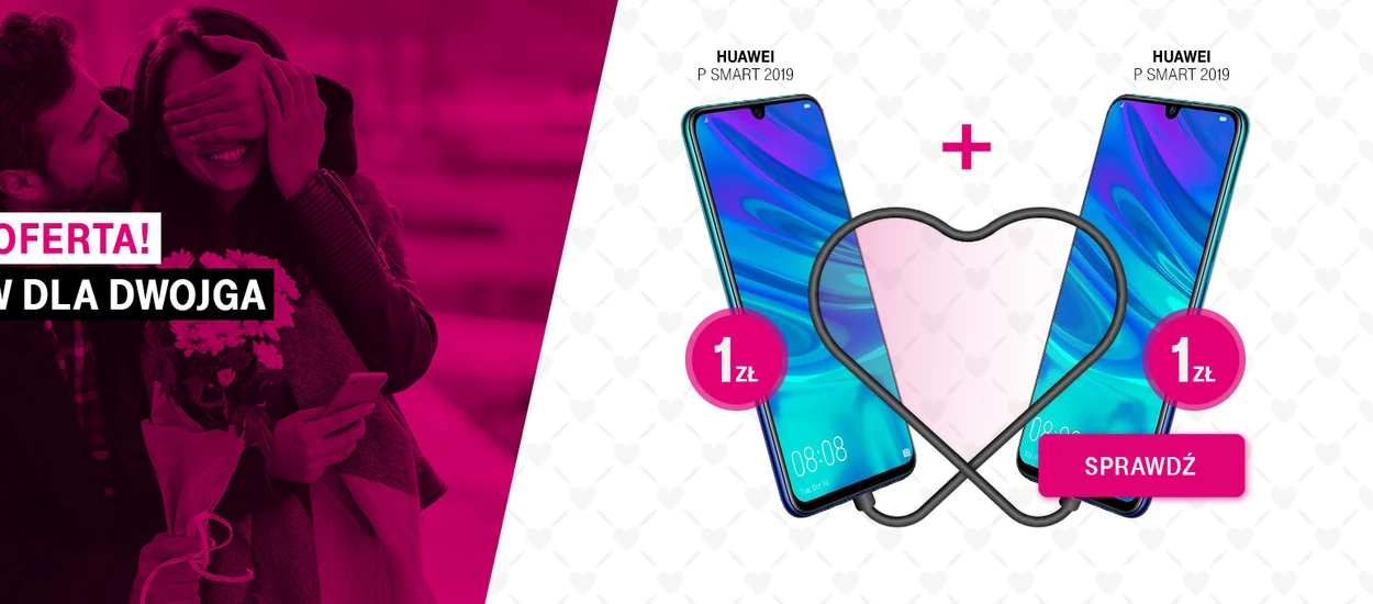 Walentynkowa promocja w T-Mobile - Dwa Huawei P Smart 2019 kupicie w cenie jednego