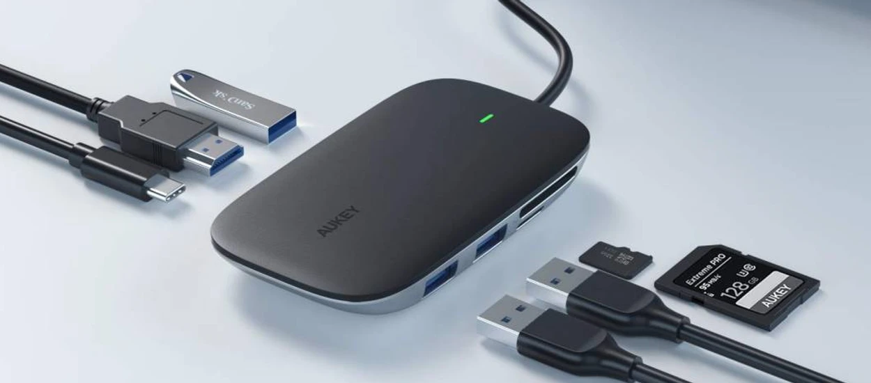 Za mało portów w laptopie? A może tylko USB-C? To teraz HUB USB-C Aukey kupisz za 120 zł!