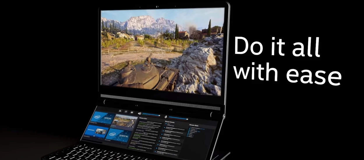 Intel ma coraz dziwniejsze pomysły na notebooki, ten przypomina mi żurawia