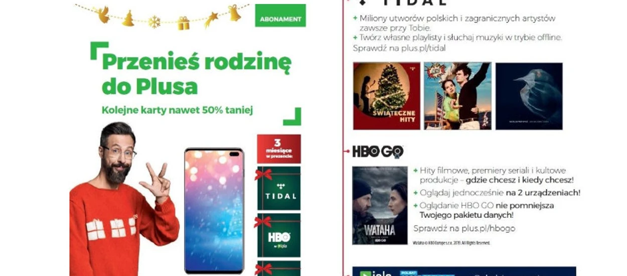 Plus z fajną promocją w abonamencie. TIDAL, Ipla HBO i Ipla Polsat Sport Premium za darmo na 3 miesiące