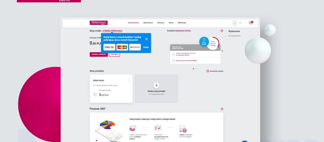 Klienci Banku Millenium już mogą dodawać konta z innych banków do swojej bankowości elektronicznej
