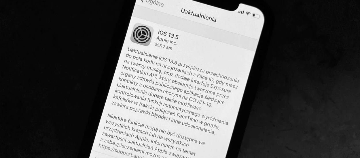 iOS 13.5 już dostępny. Łatwiejsze odblokowywanie urządzenia w czasach noszenia masek