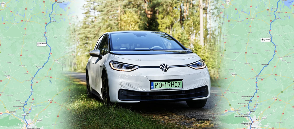 Elektryczny Volkswagen ID.3 na trasie Warszawa-Mikołajki-Warszawa – 460 km, test zasięgu