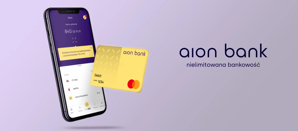 Aion Bank - w pełni cyfrowy bank, bez oddziałów, ukrytych opłat dostępny z poziomu aplikacji mobilnej