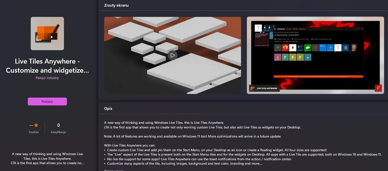 Tęskniliście za kafelkami w Windows 11? Ta aplikacja pozwoli wam je umieścić wszędzie