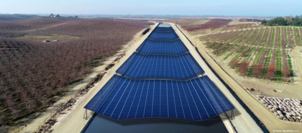 Farmy solarne budowane nad kanałami nawadniającymi będą walczyć z suszą