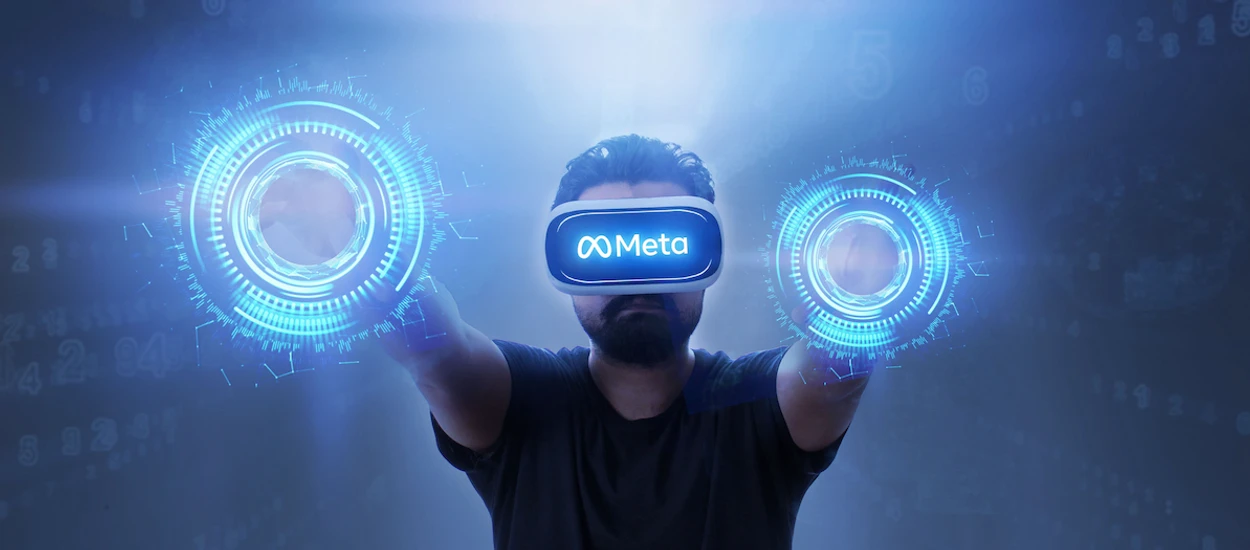 Facebook pozwoli na zarabianie w metaverse. Biznesmeni w goglach VR