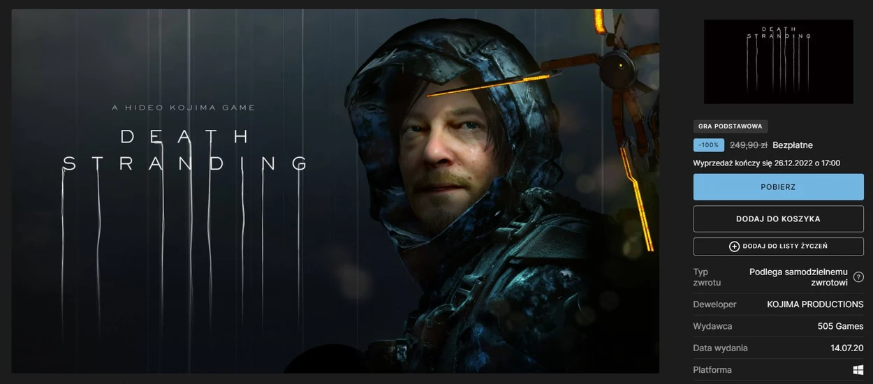 Death Stranding na PC w najlepszej cenie, czyli za darmo