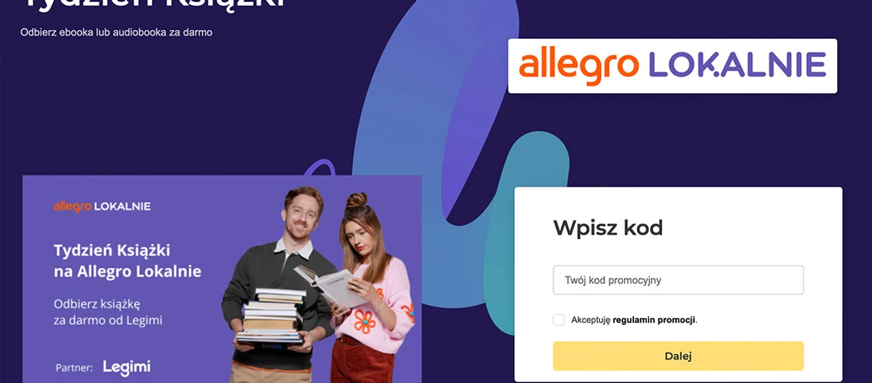 Wystaw książkę w Allegro Lokalnie i zgarnij darmowe e-booki i audiobooki Legimi!