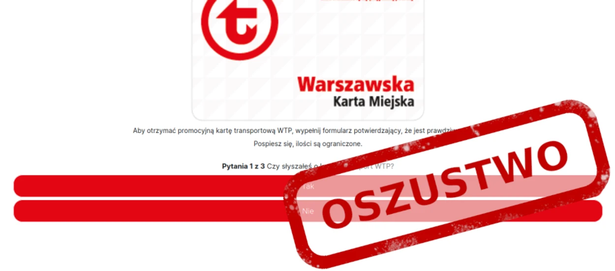 Nie, nie wygrałeś Warszawskiej Karty Miejskiej - to oszustwo