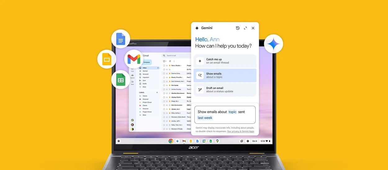 Gemini Advanced za darmo na rok - wystarczy kupić teraz Chromebooka