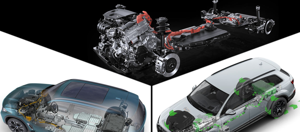 Techniczne i użytkowe aspekty hybryd Plug-In w Audi Q7 TFSIe, BMW X5 50e oraz Lexusie RX450h+