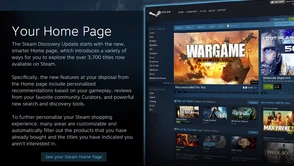 Nowy Steam na razie rekomenduje mi nie to, co powinien. Ale chociaż fajnie wygląda