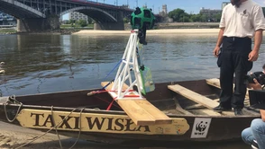 Płynęliśmy dziś Wisłą na łodzi z zamontowanym plecakiem Google Trekker