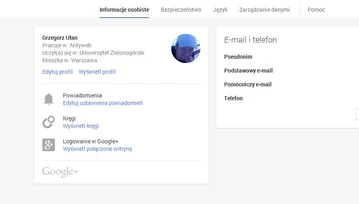 Zupełnie nowy panel ustawień naszego profilu w Google