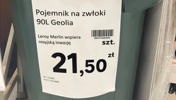 Prowokacyjne „metki” na produkty w Leroy Merlin. Pojemniki na zwłoki i młotki do zabijania